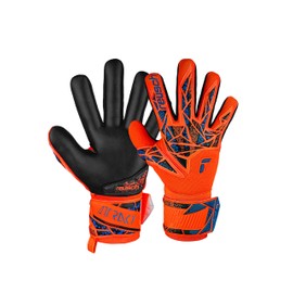 Reusch Attrakt Infinity NC Junior Goalkeeper Gloves for Children, Ideal for Artificial Grass, Orange/Blue/Black, 5
