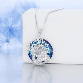 LILALO Highland Cow Necklace for Women 925 Sterling Silver 2 Cows Tree of Life Pendant Necklaces Cute Animal Jewelry Wife Gruduation Birthday Gifts for Mother Daughter