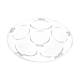 Kosherific Premium Plastic Seder Plate for Passover | Built in Fillable Dividers | Elegant White and Silver Design | Perfect Pesach Seder Plate