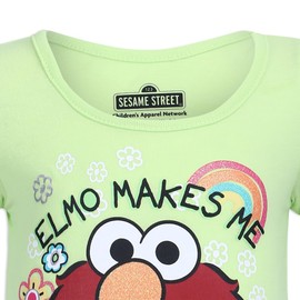 Sesame Street Girls' Modern/Fitted, Green Elmo Smile, 2T