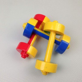 TOYANDONA 1 Pair Kids Dumbbells Toy Plastic Hand Barbells Gym Morning Exercise Fitness Sport Toy Pet Chew Toy For Children Toddlers (Blue+Yellow)