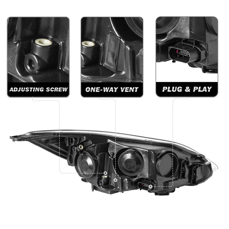SOCKIR Headlight Assembly Fit for 2012-2014 Ford Focus Headlamp Passenger