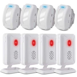 GREENCYCLE Wireless Motion Sensor Detector Alarm, Home Security Business Alert, Store Welcome Chime Door Entry Doorbell (918 Feet, 36 Tunes, 4 Volume Levels, LED Indicators), 4 Pack