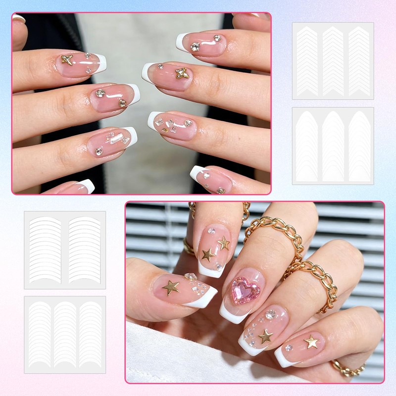 ElevateTech Adesivo per manicure francese, 40 fogli, per manicure francese,