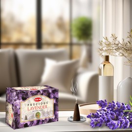 Hem Cones Precious Lavender - Case Of 12 Boxes, 10 Cones Each - Hem Incense From India