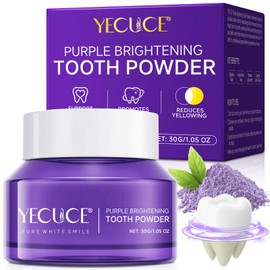 Teeth Whitening Powder Purple, Enhances Tooth Brightness｜Effectively Lifts Stains｜Fresh Mint Flavor｜Enamel Safe Brightening Powder, Long-Lasting Freshness, Effective in Strengthening Teeth & Gums