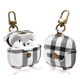 for AirPods 4th Case Cover with Keychain, Cute Fashion Full Protective AirPods 4 Case 2024 for Women Men Compatible with AirPods 4th Wireless Charging Case -White