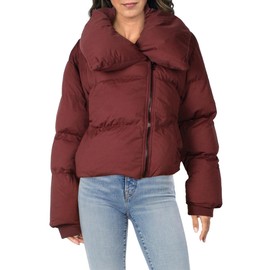 Avec Les Filles Womens Quilted Short Puffer Jacket Purple XS
