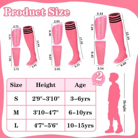Soccer Shin Guards Soccer Shin Pads Set with Shin Sleeves and Long Soccer Socks Optimized Insert Pocket Protective Soccer Lightweight Soccer Equipment for Boys Girls Men Soccer Game(Pink)