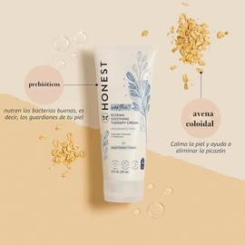 The Honest Company Crema de terapia relajante contra el eccema y protector de piel, naturalmente derivada, suave para bebé, prebióticos y avena coloid