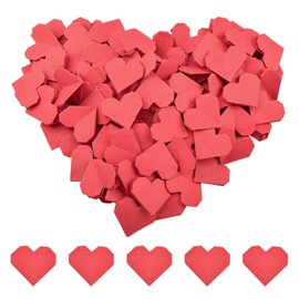 CRAFFANCY 100 Pcs Origami Paper Hearts, Red Double Sided Origami Heart Handmade Folded Paper Heart for Home Decor