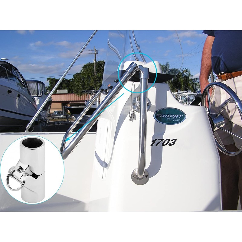 RedSnake Stainless Steel Marine Grade Boat Railing Pipe Connector Folding