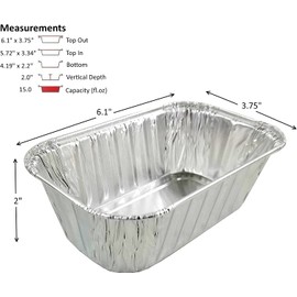 PACTOGO 1.5 lb. Aluminum Disposable Rectangle Loaf Pans For Serving, Baking, Cooking, Roasting, Broiling, Cakes Made in USA (Pack of 100)
