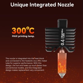 Bamboo Lab P1P, P1S Hotend Complete Kit for P1 Series 3D Printer, Full Assembly Hardened Steel Hot End with Fan, Thermistor, Ceramic Heater, 0.4mm Nozzle, and Extruder Heating Block Replacement