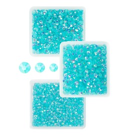 qiipii Aquamarine AB Resin Rhinestones for Crafting 3mm 4mm 5mm Lake Blue Flatback Jelly Stones Bulk SS10 SS16 SS20 No-Hotfix Water Blue Diamonds for Nails Face Eyes Makeup Tumblers Bottles DIY Crafts