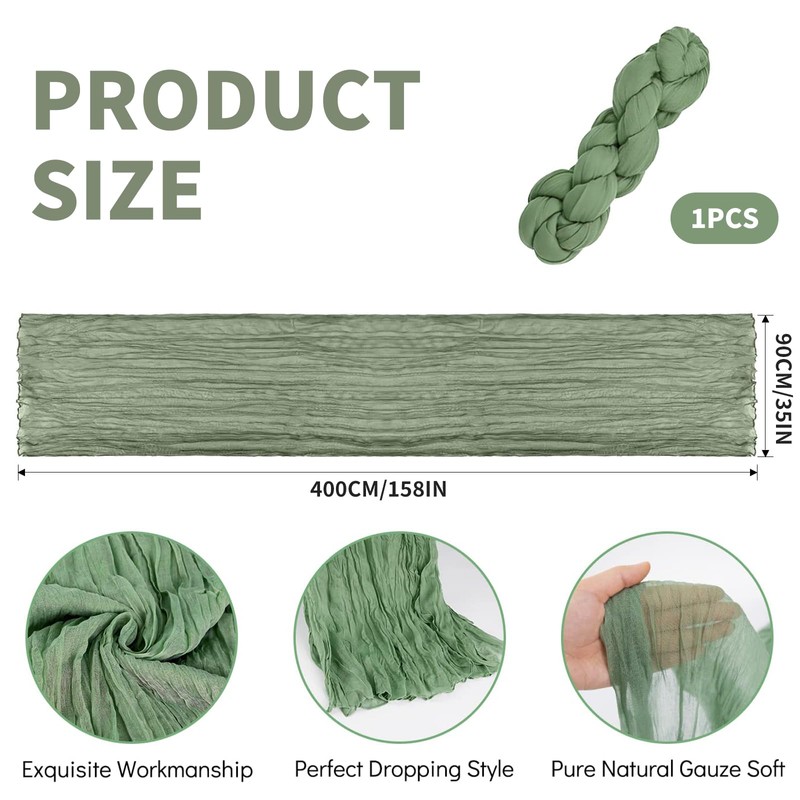 Sage Green Table Runner - Cheesecloth Table Runner 90x400cm |