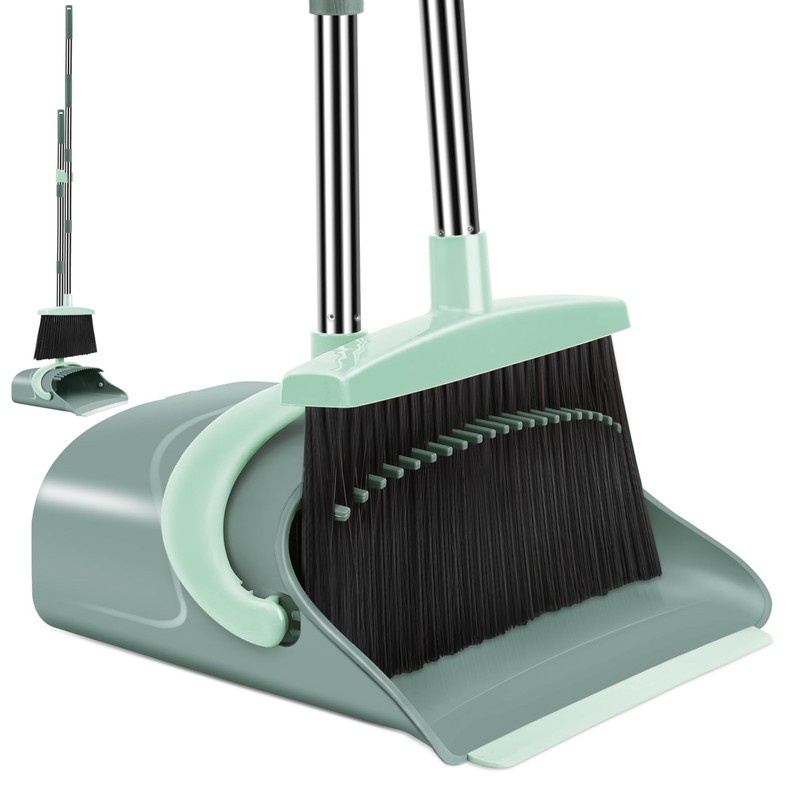 Broom and Dustpan Set for Home, Dust pan with Long