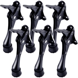 Moxweyeni 6 Pieces Heavy Duty Door Stops for Bottom of Door Metal Kickdown Doorstop with Adjustable Rubber Tips Spring Replacements Doorstop (Black)