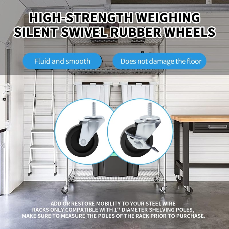 3" Diameter, Shelving Wheel Compatible with Seville Classics Heavy Duty