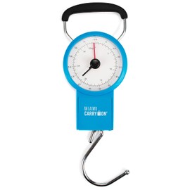Mechanical Luggage Scale with Tape Measure, Up to 75 Pounds (Blue) - Lift Slowly