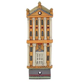 Alef Judaica Resin Casted Mezuzah - Orange Grey and White Old Synagogue Design - in The Style of Regensburg Synagogue in Germany