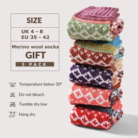 Simpcomf Thermal Socks Wool Socks Merino Warm Socks Women Dike Thermal Vintage Winter Socks Knitted Socks Christmas Socks for Women, 5 Pairs-B