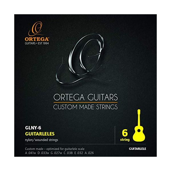 Ortega Guitars Guitarlele Nylon Strings-A Tuning-Made in Italy (GLNY-6)
