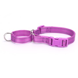 Pimaodog Martingale Dog Collars - Reflective Dog Collar with Quick Release Buckle Adjustable Nylon Training Dog Collar for Puppies Small Medium Large Dogs (S, Purple)