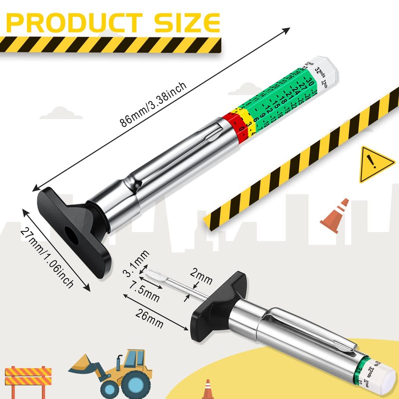 100 Pieces Tyre Tread Depth Gauge Color Coded Tire Depth
