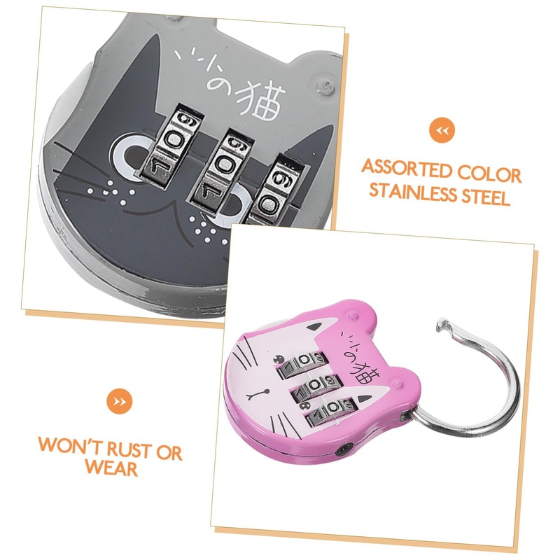 Operitacx Pack of 4 Cat Shape Code Lock Cartoon Combination