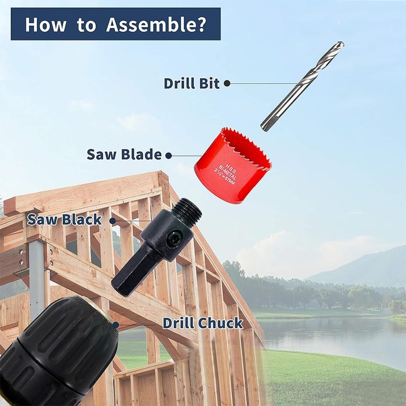 60mm Hole Saw,HSS Bi-Metal Hole Cutter with Pilot Drill Bit,Hole