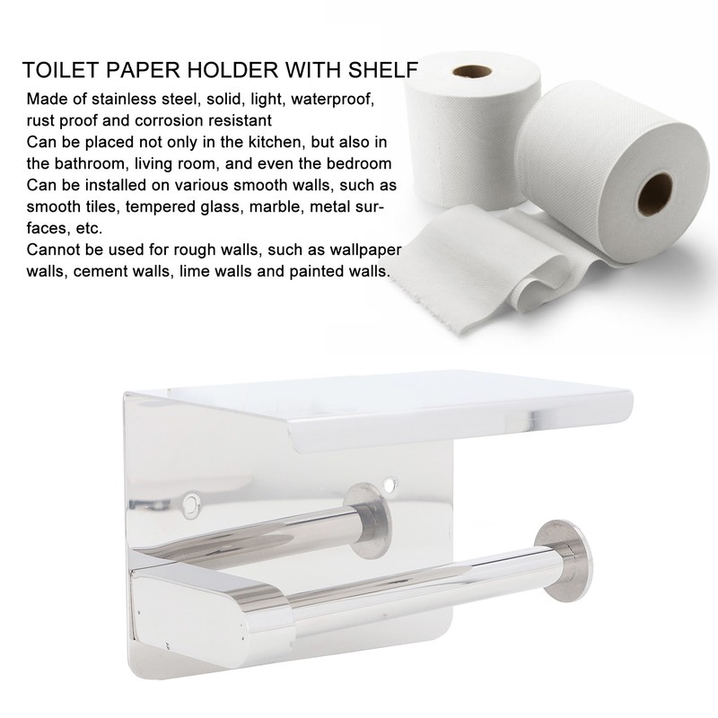 Stainless Steel Toilet Paper Holder Wall Mounted Bathroom Toilet Paper