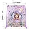 12 Pcs Purple Mushroom House Drawstring Non-Woven Bag Fairy Drawstring