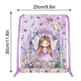 12 Pcs Purple Mushroom House Drawstring Non-Woven Bag Fairy Drawstring Bag Organizer Great for Travel, Fitness and Daily Use, 2 Design