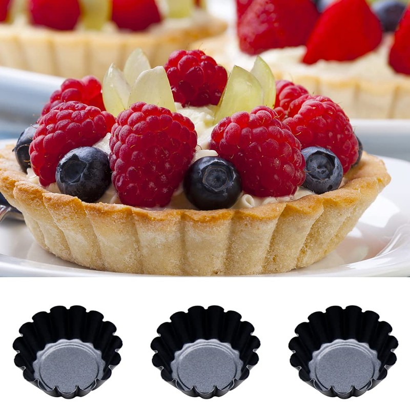 Adipn 6 Pcs Tart Tins Mini Non-Stick Tart Pans Round