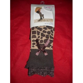 MF Western 1 Pair Womens Blazin Roxx Knee High Socks Leopard Lace Top Fits Shoe 8-10