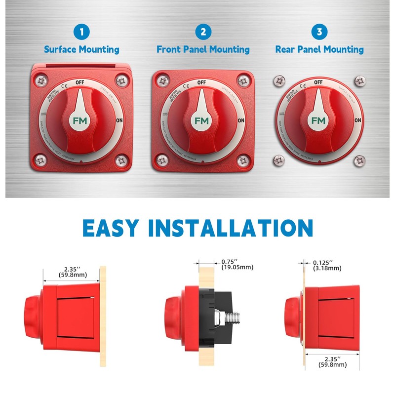 FASTSTORM 300A 12V 48V Battery Disconnect Switch Waterproof Battery ON
