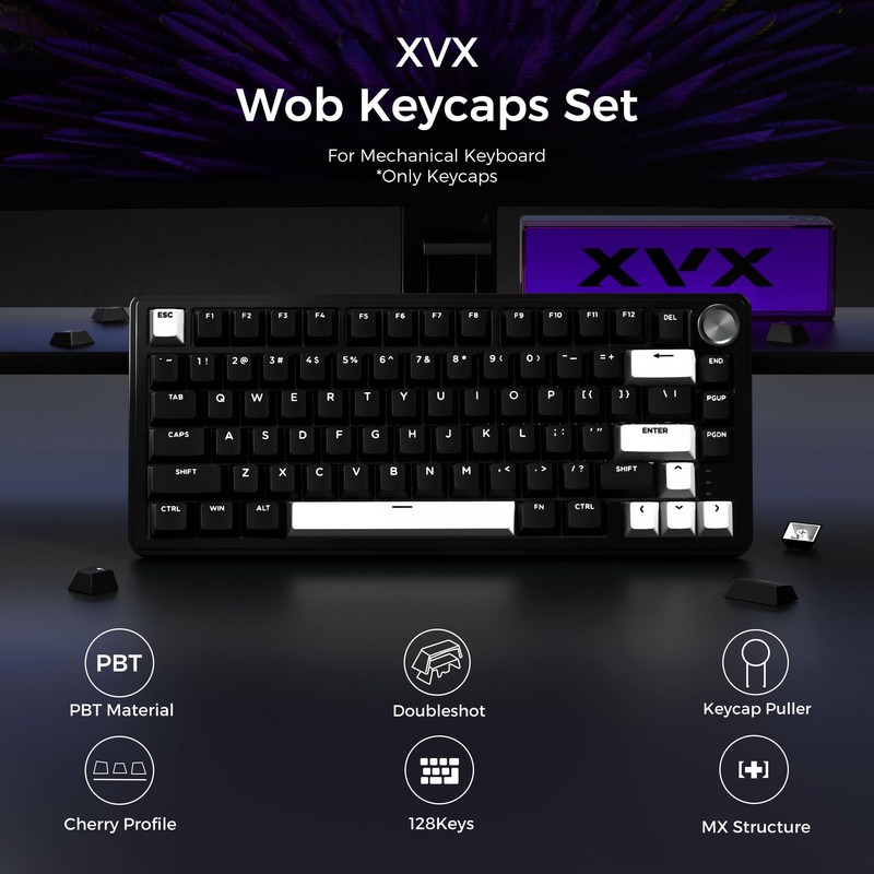HITIME XVX WOB Double Shot PBT Keycaps Set 138 Keys,