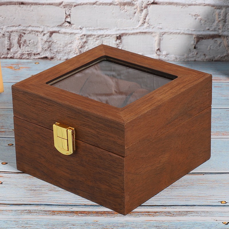 Wooden Watch Case 2 Slot Clamshell Watch Storage Box Organizer
