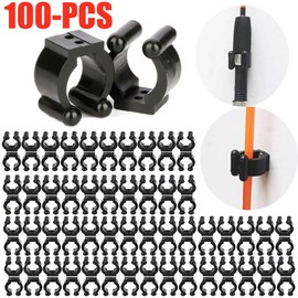 UCCKEYI 100 Pieces Portable Fishing Rod Clip Clamps Pole Storage Wall Mounted Rack Assembly