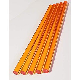 5 Pcs 1/2" Diameter x 12" Clear Amber Translucent Extruded Acrylic - Plexiglass Lucite Rod - .50 Dia - 12.7mm