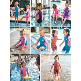 Kids Wetsuit for Girls, 2mm Thermal Neoprene Shorty Wet Suit for Swimming Surfing Snorkeling