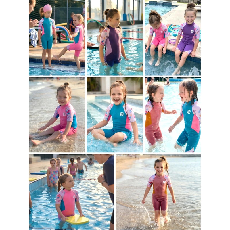 Kids Wetsuit for Girls, 2mm Thermal Neoprene Shorty Wet Suit