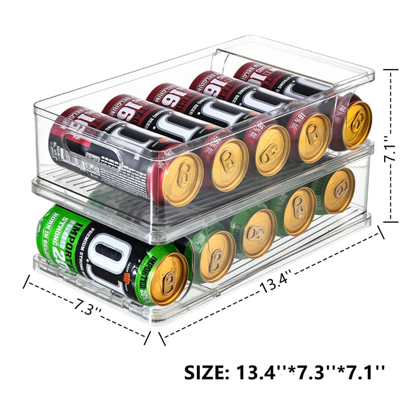 Xicennego 2-Tier Large Stackable Soda Can Organizer for Refrigerator -