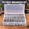 70-Piece Stainless Steel Worm Gear Hose Clamp Assortment, 6-29 mm