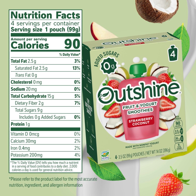 Outshine Smoothie Fruit & Yogurt Smoothie Pouches - Strawberry Coconut