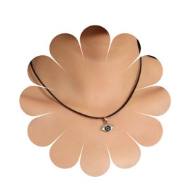 Aneneiceera Boho Evil Eye Pendant Necklace Blue Eye Choker Necklace Turkish Glass Leather Black Rope Chain Bohemian Necklace Jewellery Gift Lucky Protection for Women and Girls