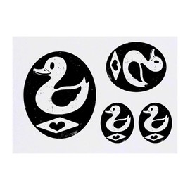 4 x 'Cute Duck with Heart' Temporary Tattoos - Water Resistant, Skin-Safe, Non-Toxic Transfers, Mixed Sizes (TO00082310)