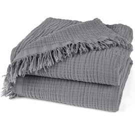 Pure Label Muslin Blanket, 150 x 200 cm, Oeko-Tex Certified, Cuddly Blanket Made of 100% Cotton, Muslin Home and Cuddly Blanket for Couch and Sofa in XL, 150 x 200 cm, Colour: Dark Grey