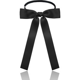 Ribbon elastic band Retro bow headband Female solid color headband (Black, One Size)